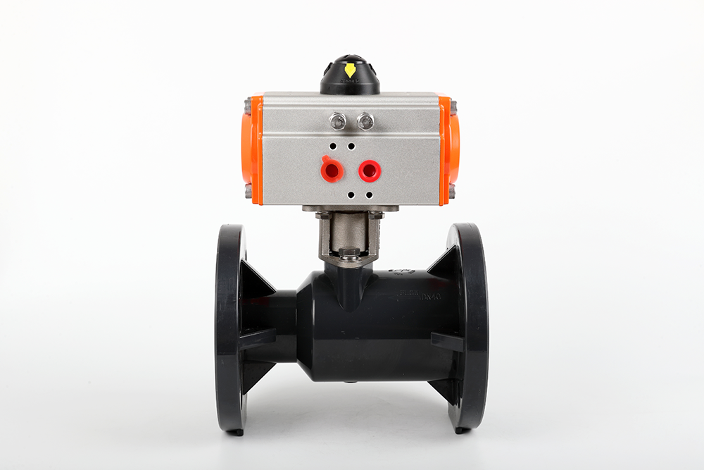 红岗气动法兰一体球阀